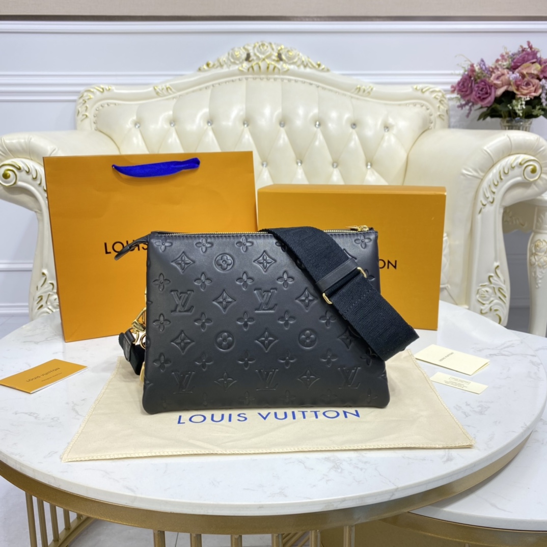 Louis Vuitton COUSSIN PM Handbag Monogram Embossed M57790 Black